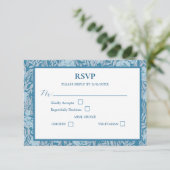 ソフトダスティブルーエレガントフローラ応答カード 出欠カード (スタンド正面)