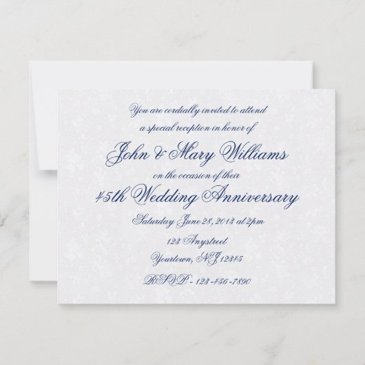 ソフトダマスク45結婚周年記念招待状 招待状 (裏面)