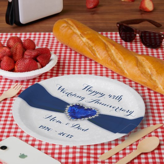 ソフトダマスク45結婚周年記念紙プレート ペーパープレート (ピクニック)