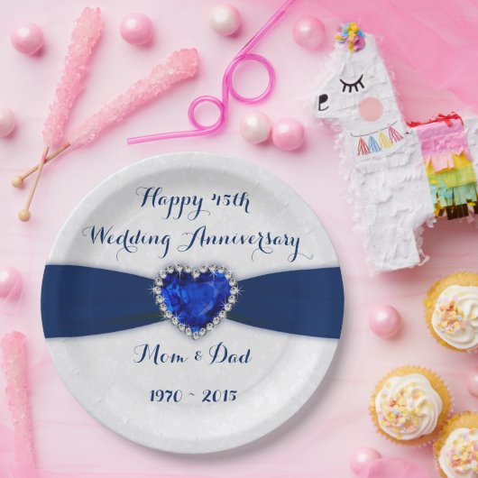 ソフトダマスク45結婚周年記念紙プレート ペーパープレート (パーティー)