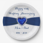 ソフトダマスク45結婚周年記念紙プレート ペーパープレート (正面)