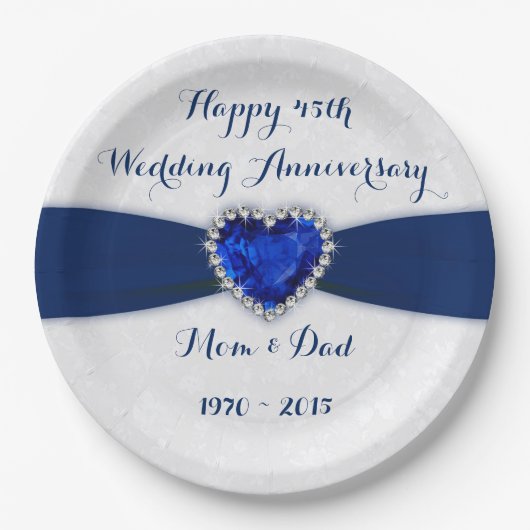 ソフトダマスク45結婚周年記念紙プレート ペーパープレート (正面)