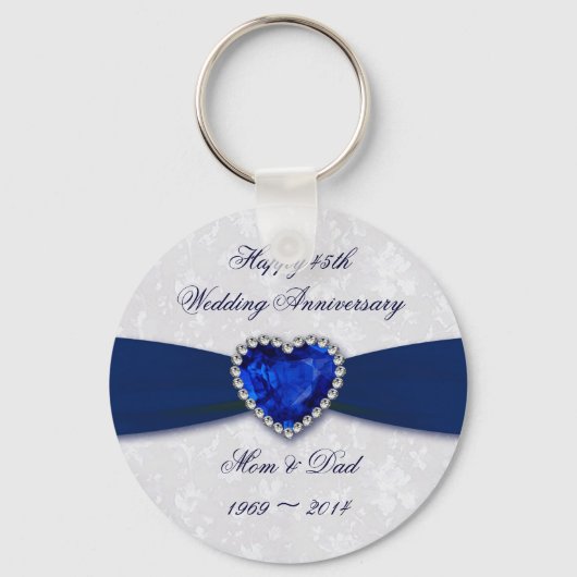 ソフトダマスク45th結婚アニバーサリーキーチェーン キーホルダー (正面)
