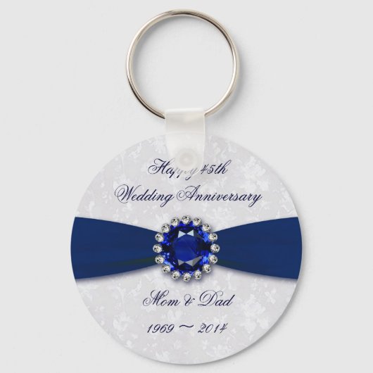 ソフトダマスク45th結婚アニバーサリーキーチェーン キーホルダー (正面)