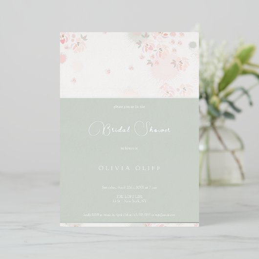 ソフトティーバラブライダルシャワーフォイル招待状 箔招待状 (立ち正面)