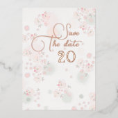 ソフトティーバラ結婚式日付を保存 箔招待状 (正面)