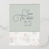 ソフトティーバラ結婚式日付を保存 箔招待状 (正面)