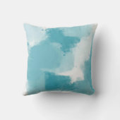 ソフトティール(緑がかった色)とホワイト抽象芸術のブラシストローク クッション (裏面)