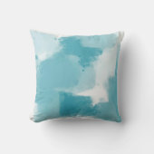 ソフトティール（緑がかった色）とホワイト抽象芸術のブラシストローク クッション (正面)