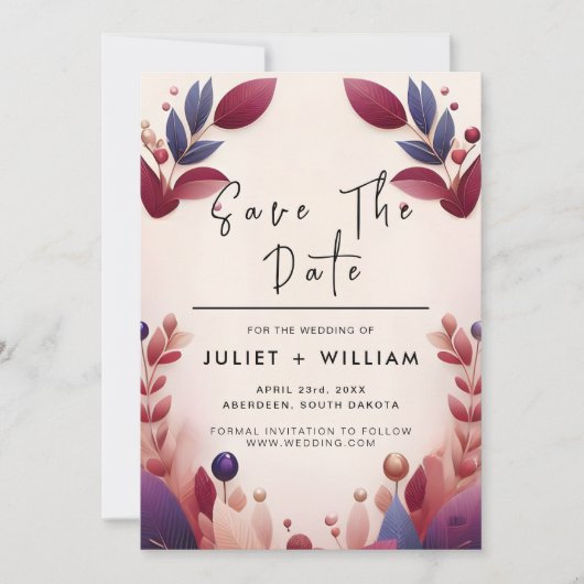 ソフトティール（緑がかった色）はっきりした秋ジュエル結婚トーン セーブザデート (正面)