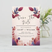 ソフトティール(緑がかった色)はっきりした秋ジュエル結婚トーン セーブザデート (スタンド正面)