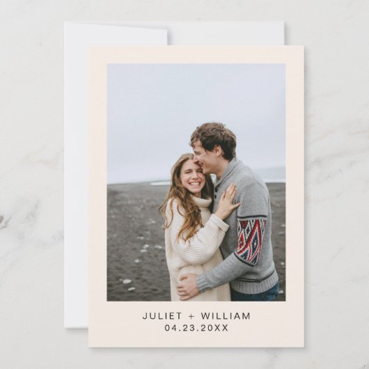 ソフトティール（緑がかった色）はっきりした秋ジュエル結婚トーン セーブザデート (裏面)