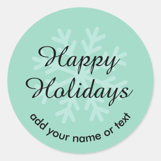ソフトティール（緑がかった色）カスタマイズ可能ハッピーホリデーズシール ラウンドシール (正面)