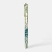 ソフトティール（緑がかった色）グリーンパームツリーズウォーターカラー iPhone 16ケース (左側面)