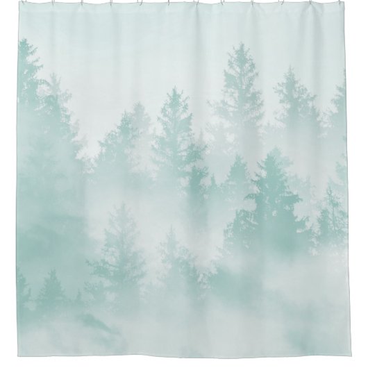 ソフトティール（緑がかった色）グリーンフォレストドリーム#1 #decor #art シャワーカーテン (正面)