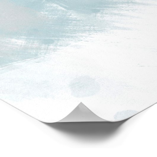 ソフトティール(緑がかった色)グレーとホワイト抽象芸術ブラシストローク ポスター (角)