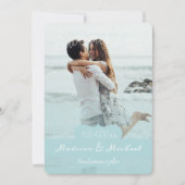 ソフトティール(緑がかった色)バナーフォトセーブ・ザ・デート案内 招待状 (正面)