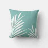 ソフトティール(緑がかった色)ホワイトパーム葉ズ クッション (正面)