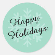 ソフトティール（緑がかった色）ラウンドハッピーホリデイズステッカー