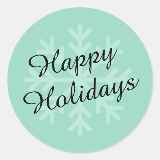 ソフトティール（緑がかった色）ラウンドハッピーホリデイズステッカー ラウンドシール (正面)