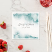 ソフトティール（緑がかった色）水カラー抽象芸術フレーム スタンダードカクテルナプキン (インサイチュ)