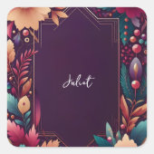 ソフトティール(緑がかった色)秋はっきりしたジュエルトーンブライダルシャワー スクエアシール (正面)