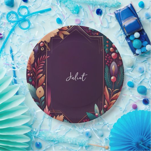 ソフトティール（緑がかった色）秋はっきりしたジュエルトーンブライダルシャワー ペーパープレート (パーティー)