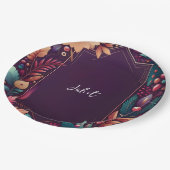 ソフトティール（緑がかった色）秋はっきりしたジュエルトーンブライダルシャワー ペーパープレート (アングル)