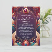 ソフトティール(緑がかった色)秋ジュエルはっきりしたトーンブライダルシャワーの取得 招待状 (スタンド正面)