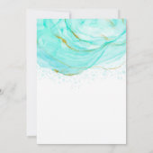 ソフトティール(緑がかった色)金ゴールドアルコールインク70th誕生日パーティー 招待状 (裏面)