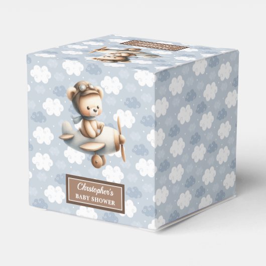 ソフトテディベアパイロットベビーシャワートリートボックスアイディア フェイバーボックス (裏面サイド)