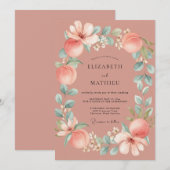 ソフトテラコッタの花冠の結婚式 招待状 (正面/裏面)