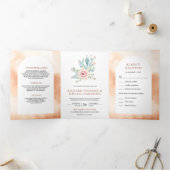 ソフトテラコッタアーチデザートフローラサク結婚テン 三つ折り招待状 (内部)