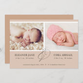 ソフトテラコッタツモダンツインズ誕生 案内状 (正面/裏面)