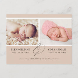 ソフトテラコッタモダンツインズ誕生のお知らせ ポストカード