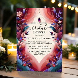 ソフトテールの秋のボールドジュエルトーンブライダルシャワー 招待状