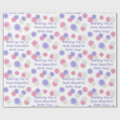 ソフトデイジーフローラデザインパーソナライズされたウィッシュ誕生日 ラッピングペーパー (フラット)