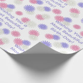 ソフトデイジーフローラデザインパーソナライズされたウィッシュ誕生日 ラッピングペーパー (角)