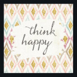 ソフトデコV |幸せ考えに ポスター<br><div class="desc">柔らかいダイヤモンドの背景と可愛い、タイポグラフィフレーズを持つ水色デザイン。アーティスト： Anne Tavoletti</div>