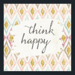 ソフトデコV |幸せ考えに ポスター<br><div class="desc">柔らかいダイヤモンドの背景と可愛い、タイポグラフィフレーズを持つ水色デザイン。アーティスト： Anne Tavoletti</div>