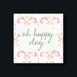 ソフトデコVI | Oh Happy Day キャンバスプリント<br><div class="desc">柔らかいダマスクの背景と可愛い、タイポグラフィフレーズを持つ水色デザイン。アーティスト： Anne Tavoletti</div>