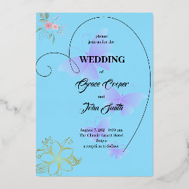 ソフトデザイン付ハート 箔招待状