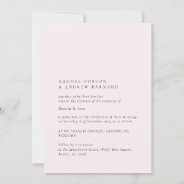 ソフトデリケート淡い色の赤面シンプルエレガントバラピンク 招待状
