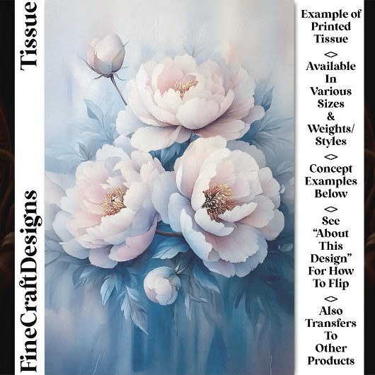 ソフトドリーミーホワイト&ピンクペオニーCR1デコページ 薄葉紙