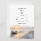 ソフトドーンウッドボートウォータービーチ結婚式 招待状 (正面)
