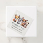 ソフトニュートラルウッドランドアニマルズバニーキツネ誕生日 フェイバータグ (インサイチュ)