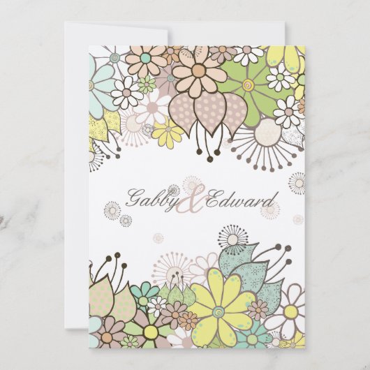 ソフトニュートラルフラワーガーデンズ結婚DIYカスタム 招待状 (正面)