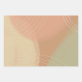 ソフトニュートラル線カラフルレトロ自然ギフト ラッピングペーパーシート (正面3)