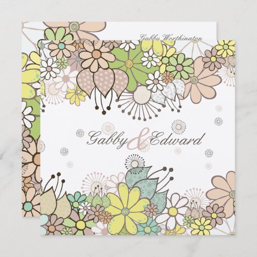 ソフトニュートラル開花結婚式招待状招待状 招待状 (正面/裏面)