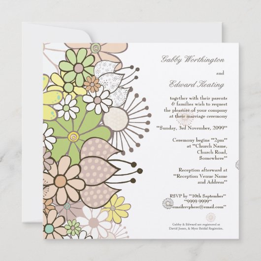 ソフトニュートラル開花結婚式招待状招待状 招待状 (裏面)